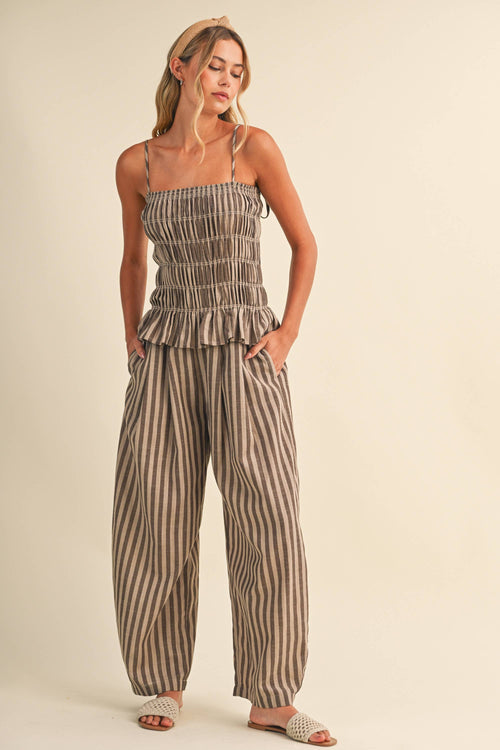 Addie Smocked Peplum Jumpsuit