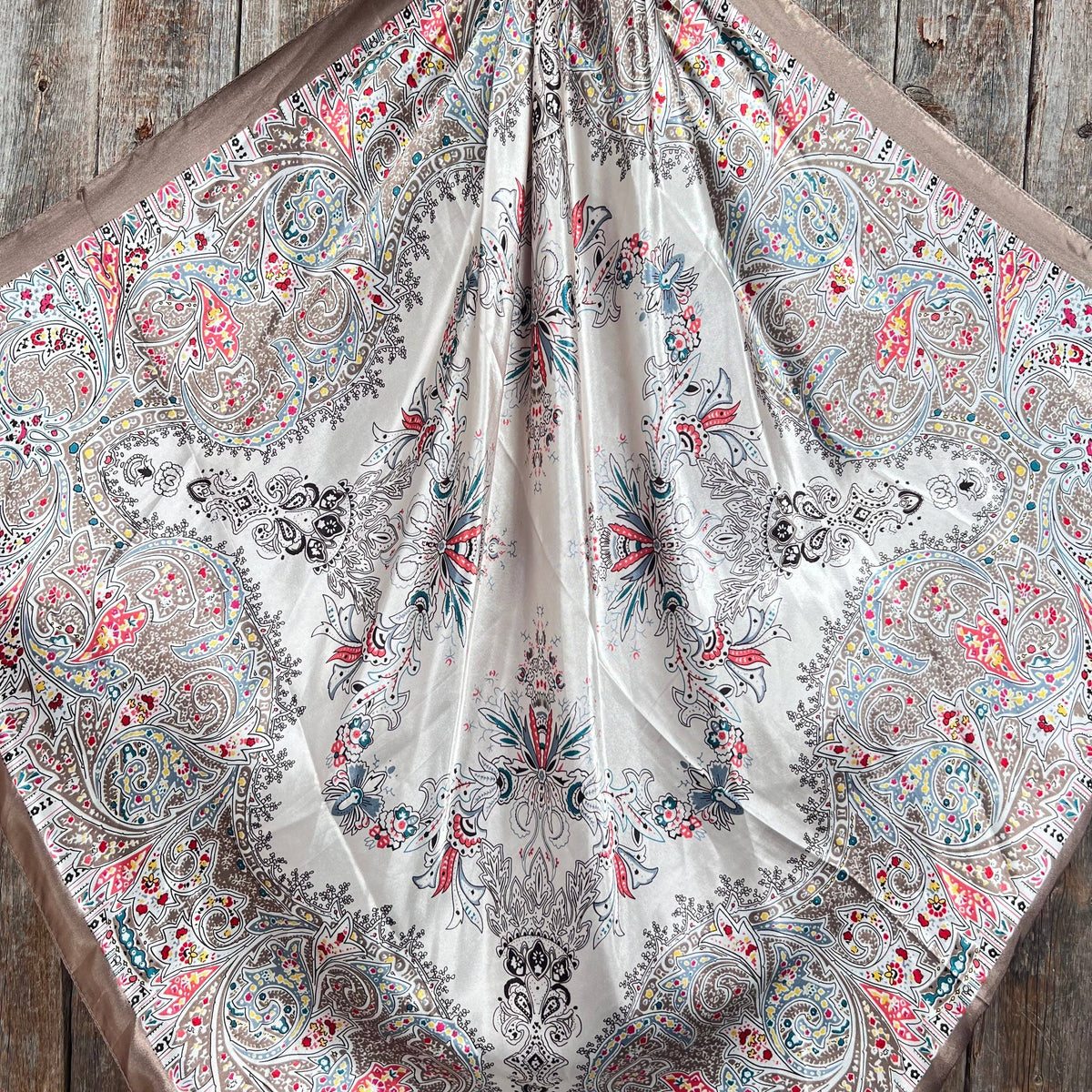 Tan Floral Wild Rag - Western Scarf