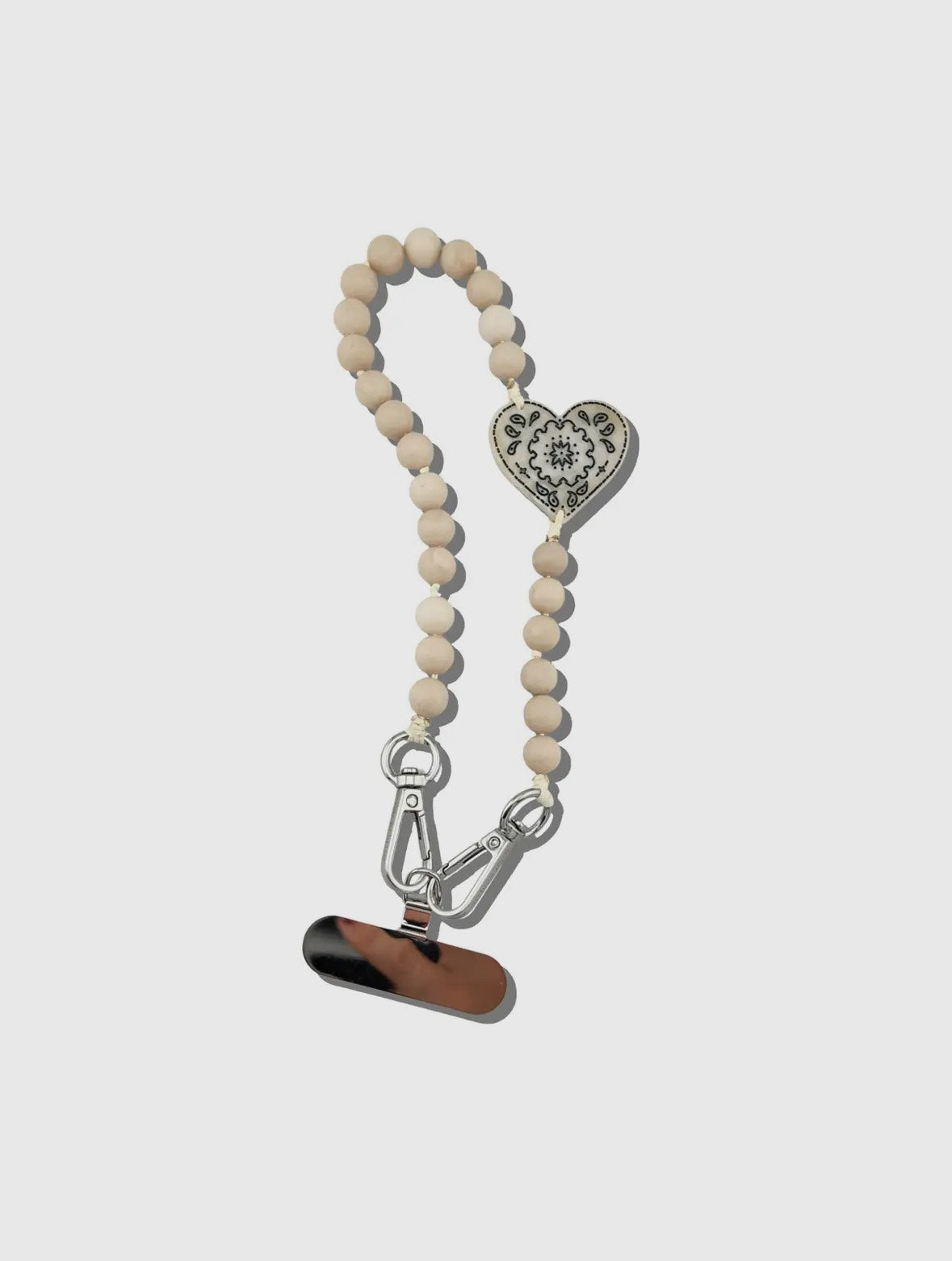Hand Painted Paisley Heart Bracelet Phone Chain