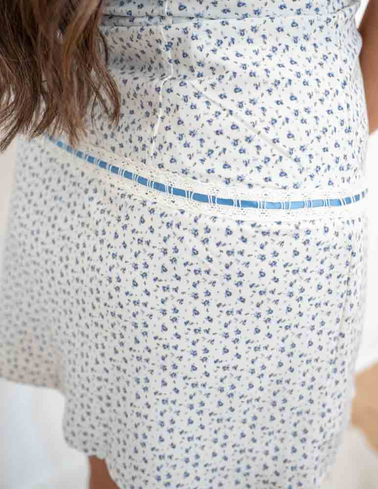 Floral Cream Strapless Dress