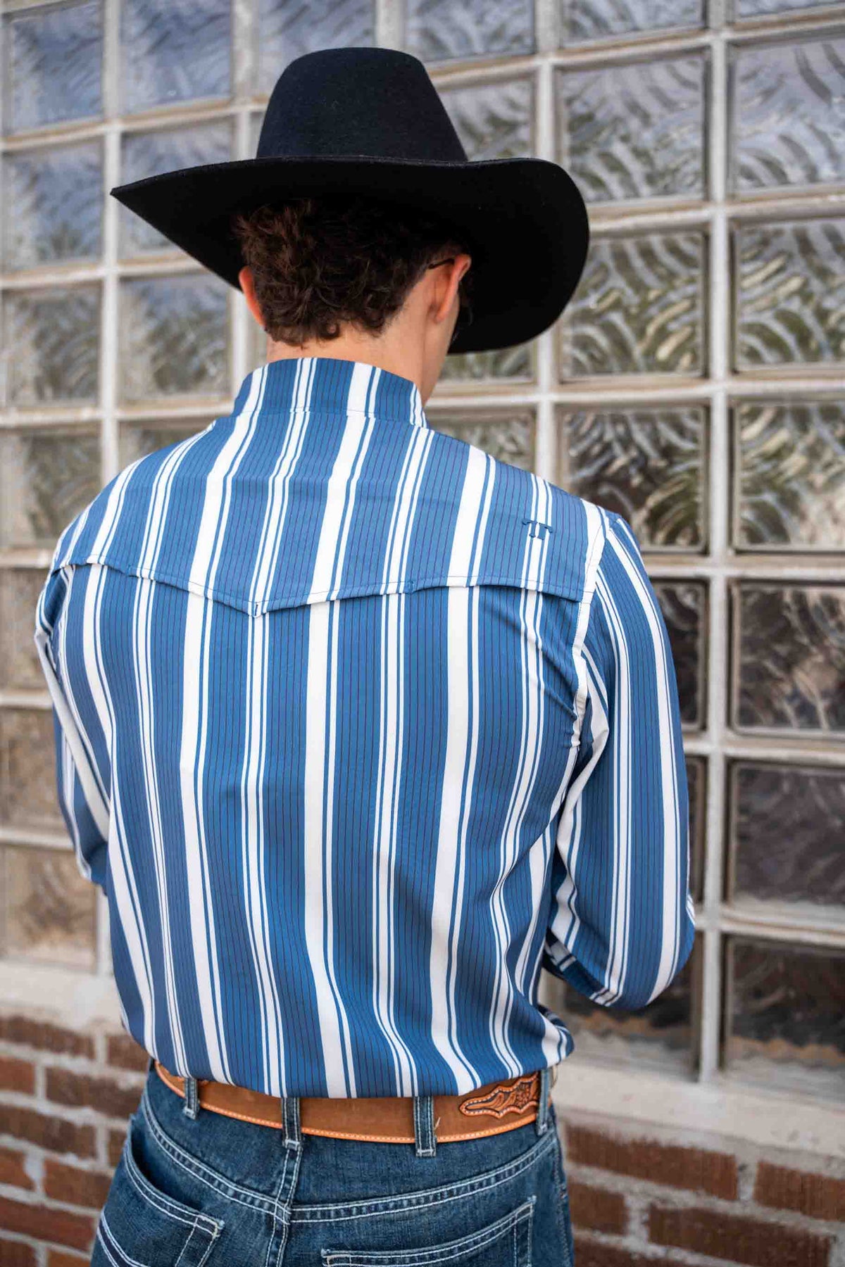 The Atlas In Blue - Long Sleeve Snap Shirt