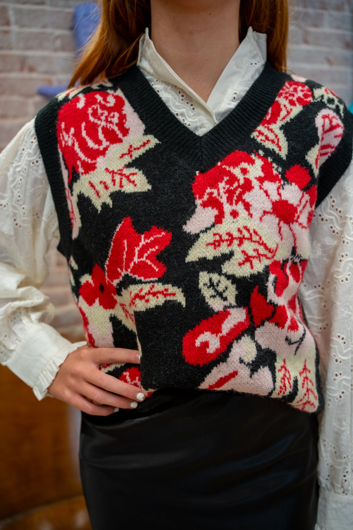 Midnight Bloom Sweater Vest