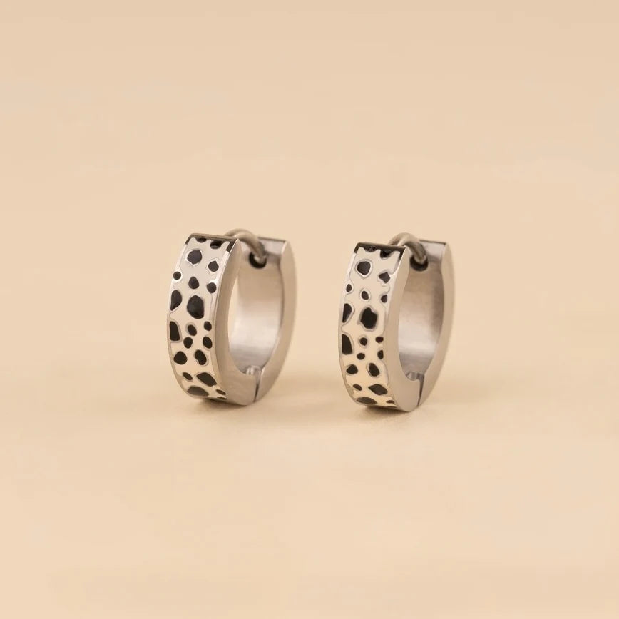 Leopard Chunky Huggie Hoop Earrings