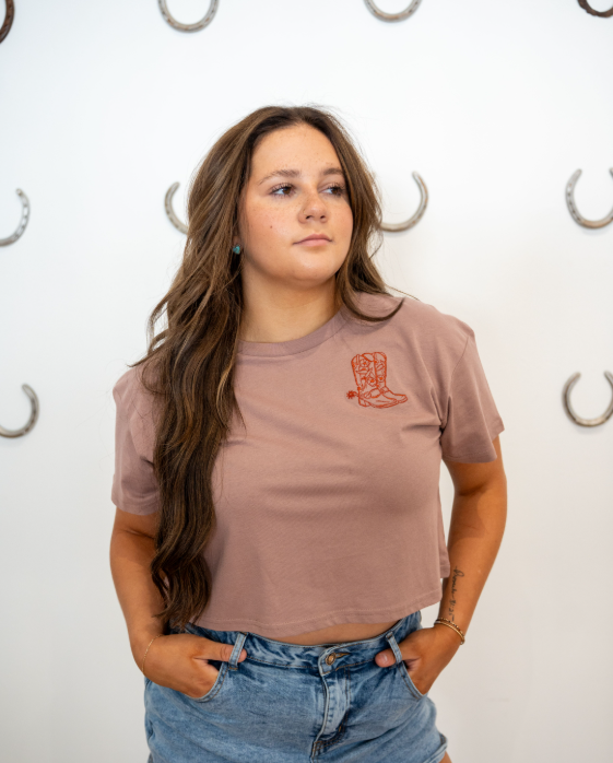 Head Over Boots Crop Tee