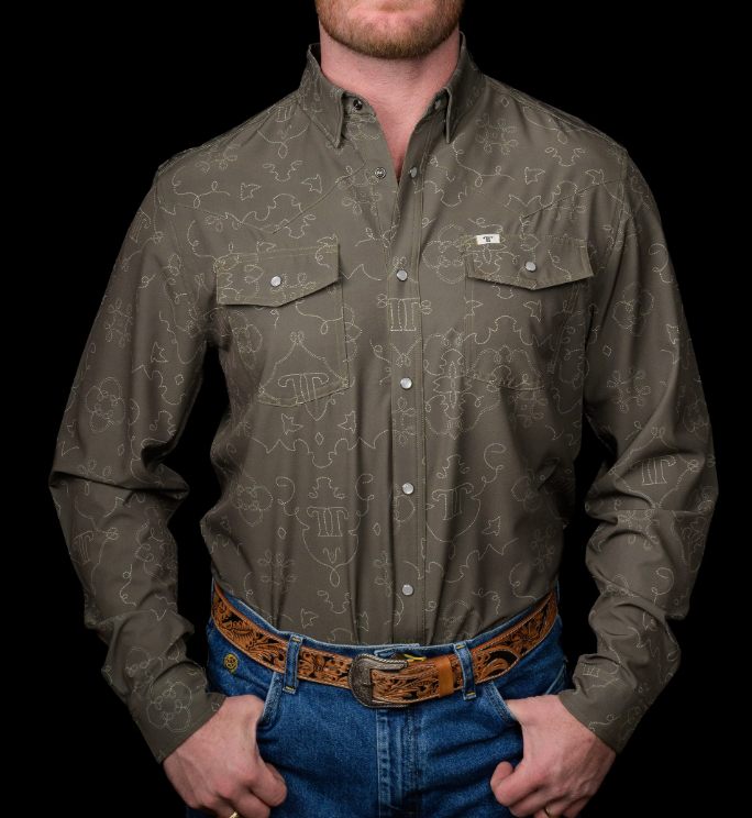The Carson In Green - Long Sleeve Snap Shirt