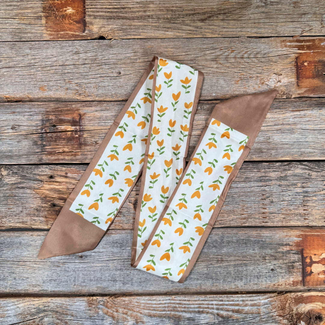 Tan and Cream Western Skinny Mini Wild Rag Scarf