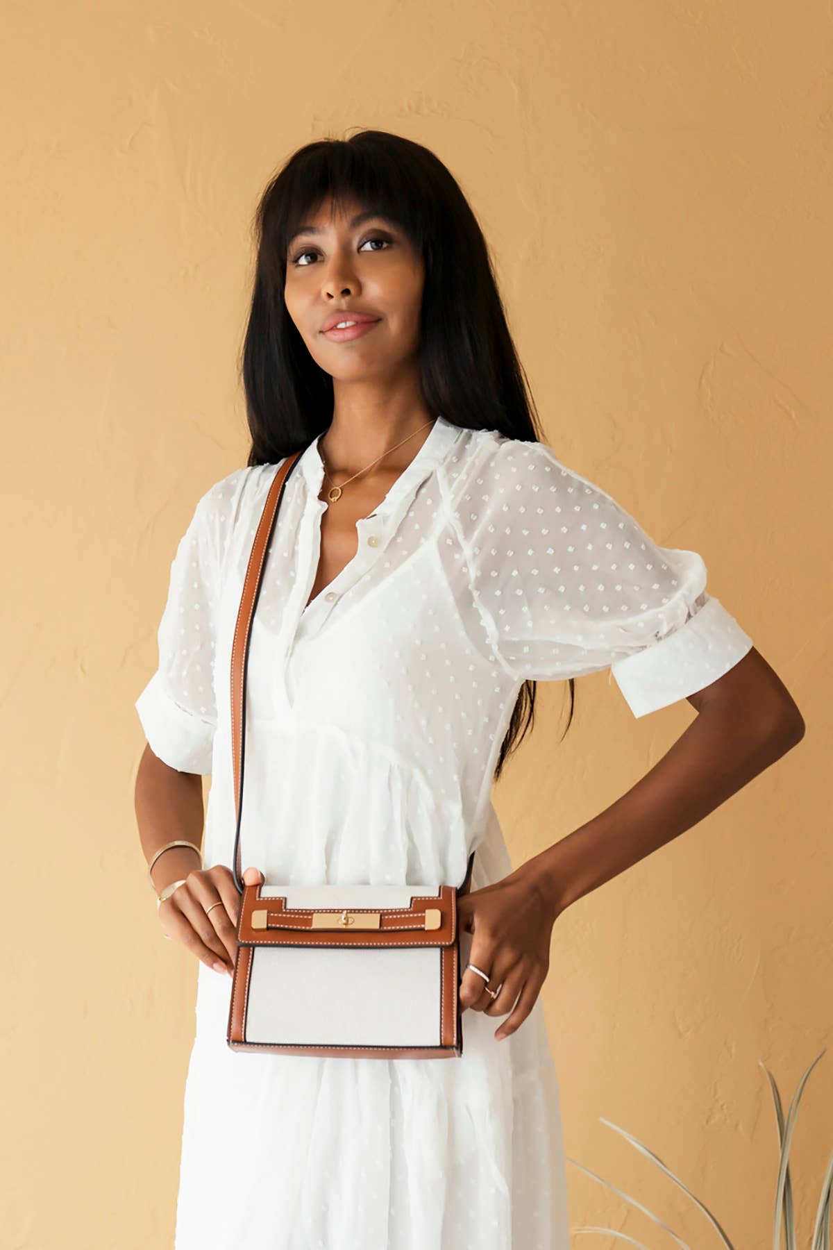 Etta Canvas Crossbody Bag – Vegan Leather Accents | M2089